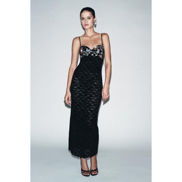 ZARA EMBROIDERED LACE DRESS - Picture 2 of 8